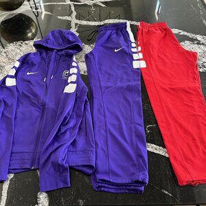 Two (2)  Nike Therma-Fit Sweat Pants and One Jacket BUNDLE - Red and Purple
